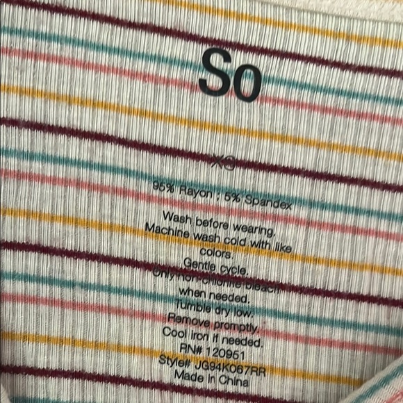 Creamy off-white and terra cotta long-sleeved ribbed knit top - Picture 2 of 4